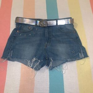 Rip denim shorts